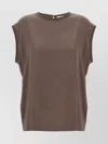Brunello Cucinelli Silk Crewneck Blouse With Back Button Closure