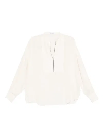 Brunello Cucinelli Silk Blouse In Neutral