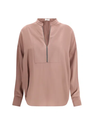 Brunello Cucinelli Silk Blouse In Pink