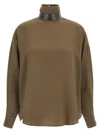 Brunello Cucinelli Silk Blouse With High Collar And Keyhole Back