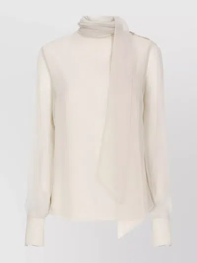 BRUNELLO CUCINELLI SILK BLOUSE WITH DIAMOND CUT BRASS