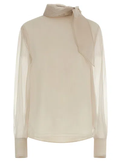 BRUNELLO CUCINELLI SILK BLOUSE WITH LAVALLIÈRE