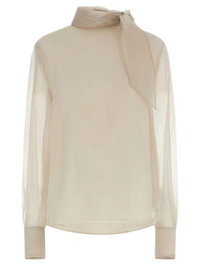 BRUNELLO CUCINELLI BRUNELLO CUCINELLI SILK BLOUSE WITH LAVALLIÈRE