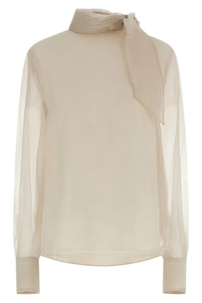 BRUNELLO CUCINELLI SILK BLOUSE WITH LAVALLIÈRE