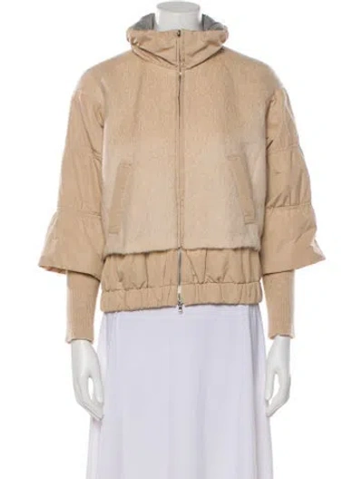 Pre-owned Brunello Cucinelli Silk Bomber Jacket In Neutral