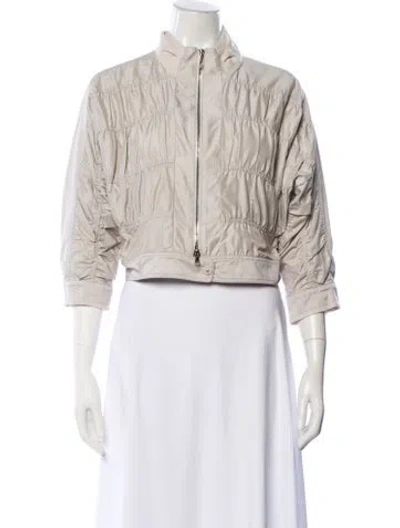 Pre-owned Brunello Cucinelli Silk Bomber Jacket In Neutral