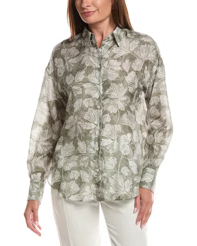 Brunello Cucinelli Silk Button Down Shirt In Green