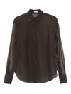 Brunello Cucinelli Silk Button-up Shirt In Brown