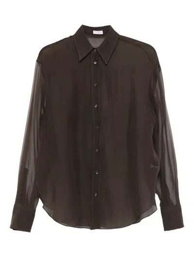Brunello Cucinelli Silk Button-up Shirt In Brown