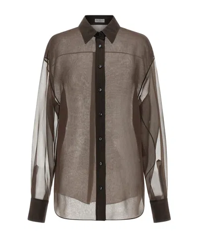 BRUNELLO CUCINELLI SILK BUTTON-UP SHIRT