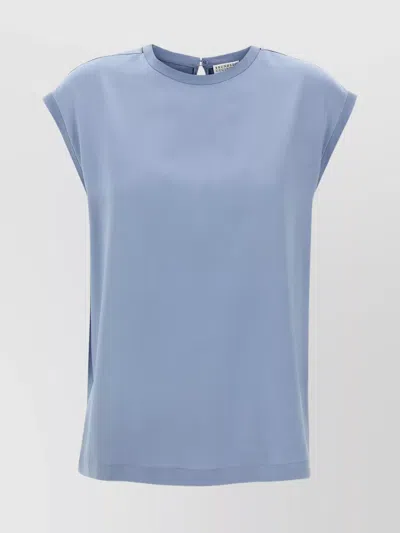 Brunello Cucinelli Silk Cap Sleeve T-shirt With Keyhole Back