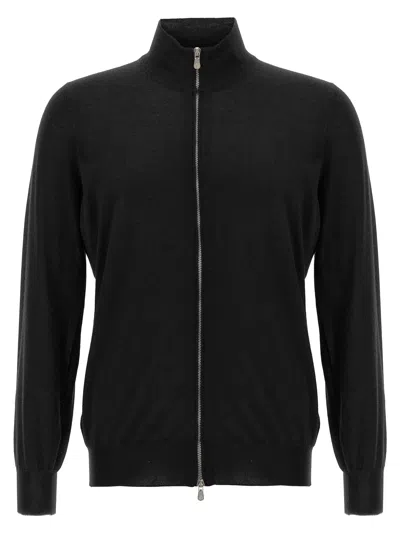 BRUNELLO CUCINELLI SILK CASHMERE CARDIGAN SWEATERS AND CARDIGANS BLACK