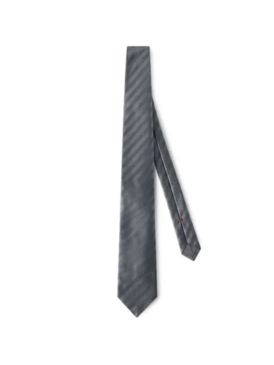 Brunello Cucinelli Silk Chevron Tie In Gray