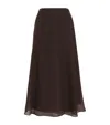 Brunello Cucinelli Silk Midi Skirt In Brown