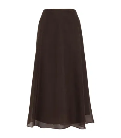 Brunello Cucinelli Silk Circle Skirt In Brown