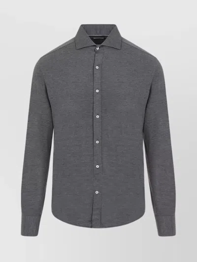 BRUNELLO CUCINELLI SILK COTTON BLEND JERSEY SHIRT