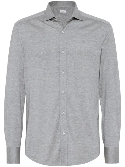 BRUNELLO CUCINELLI SILK-COTTON BLEND SHIRT