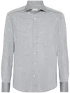 Brunello Cucinelli Silk-cotton Button-up Shirt In Gray
