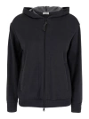 Brunello Cucinelli Grey Hoodie With Zip Closure In Grey
