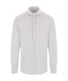 Brunello Cucinelli Grey Linen Shirt With Classic Button-down Collar In White