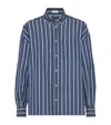 Brunello Cucinelli Striped Button-fastening Shirt In Blue