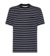 Brunello Cucinelli Silk-cotton Stripe T-shirt In Blue