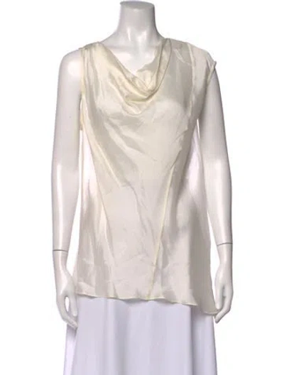 Pre-owned Brunello Cucinelli Silk Cowl Neck Blouse In White