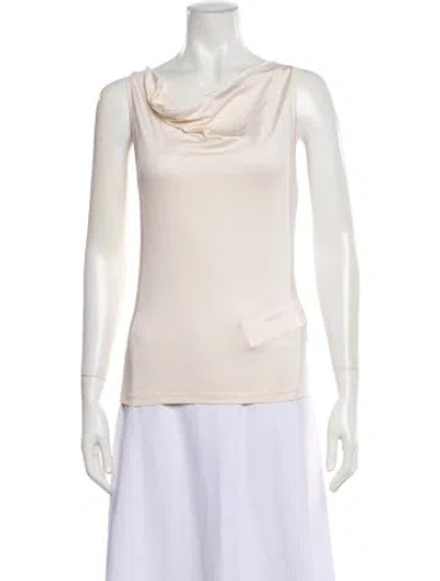 Pre-owned Brunello Cucinelli Silk Cowl Neck Top In Neutral