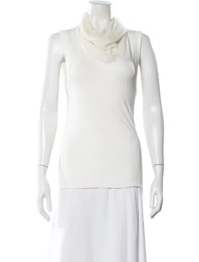 Pre-owned Brunello Cucinelli Silk Cowl Neck Top In Neutral