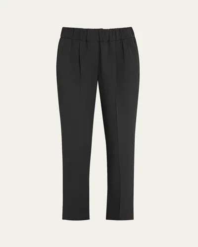 Brunello Cucinelli Silk Crepe Cady Straight-leg Ankle Pull-on Pants