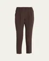 Brunello Cucinelli Silk Crepe Cady Straight-leg Ankle Pull-on Pants In Brown