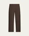 Brunello Cucinelli Silk Crepe Cady Tailored Straight-leg Pull-on Pants In Brown