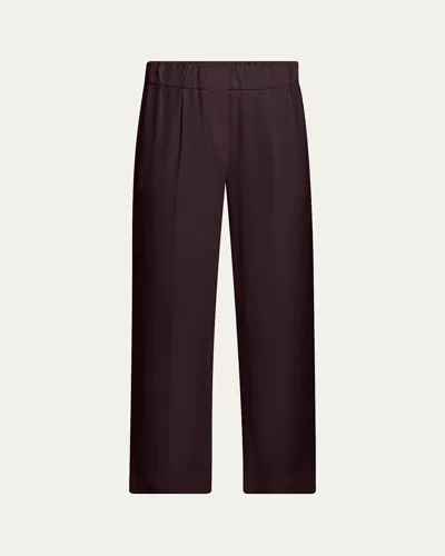 Brunello Cucinelli Silk Crepe Cady Tailored Straight-leg Pull-on Pants