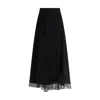 Brunello Cucinelli Black Layered Effect Midi Skirt In Black