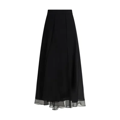 Brunello Cucinelli Silk Crêpe Midi Skirt