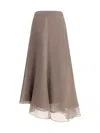 Brunello Cucinelli Silk Crêpe Midi Skirt