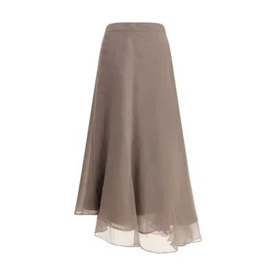 Brunello Cucinelli Silk Crêpe Midi Women's Skirt