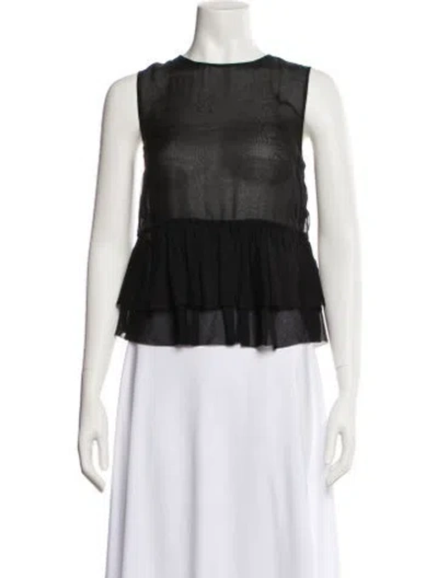 Pre-owned Brunello Cucinelli Silk Crew Neck Blouse In Black