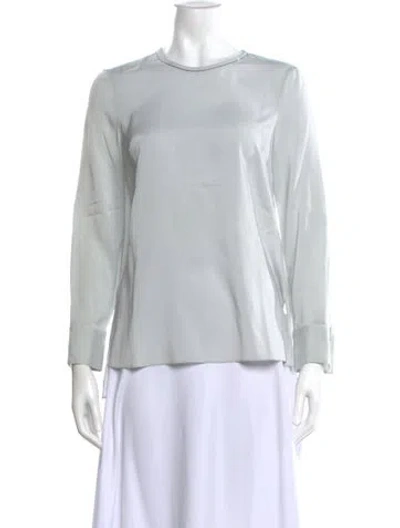 Pre-owned Brunello Cucinelli Silk Crew Neck Blouse In Blue