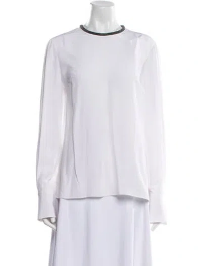 Pre-owned Brunello Cucinelli Silk Crew Neck Blouse In Neutral