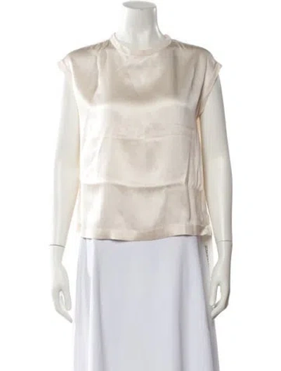 Pre-owned Brunello Cucinelli Silk Crew Neck Blouse In Neutral