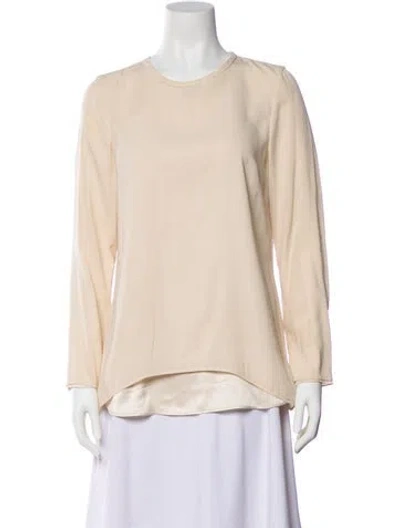 Pre-owned Brunello Cucinelli Silk Crew Neck Blouse In Neutral