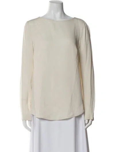 Pre-owned Brunello Cucinelli Silk Crew Neck Blouse In Neutral