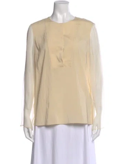 Pre-owned Brunello Cucinelli Silk Crew Neck Blouse In Neutral
