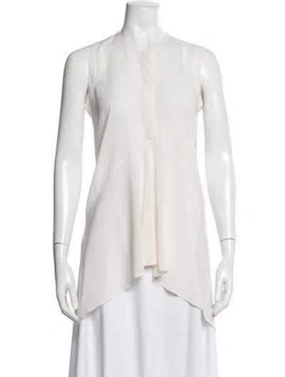 Pre-owned Brunello Cucinelli Silk Crew Neck Blouse In Neutral