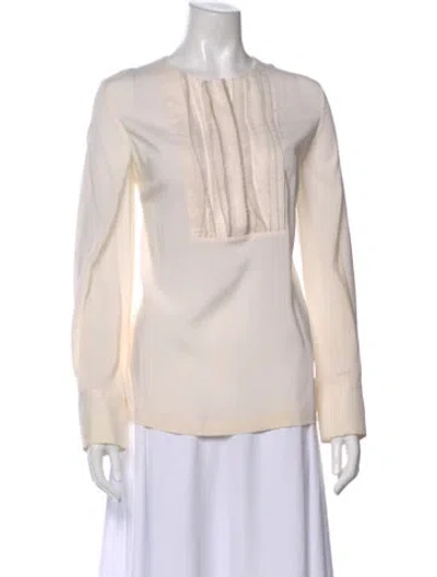 Pre-owned Brunello Cucinelli Silk Crew Neck Blouse In Neutral