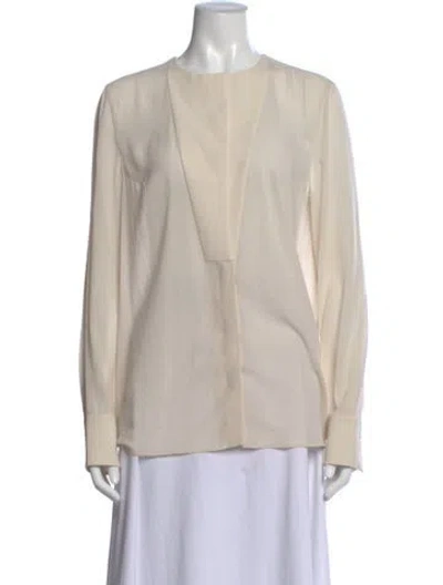 Pre-owned Brunello Cucinelli Silk Crew Neck Blouse In Neutral