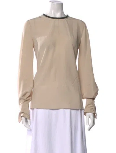 Pre-owned Brunello Cucinelli Silk Crew Neck Blouse In Neutral