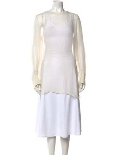 Pre-owned Brunello Cucinelli Silk Crew Neck Blouse In Neutrals