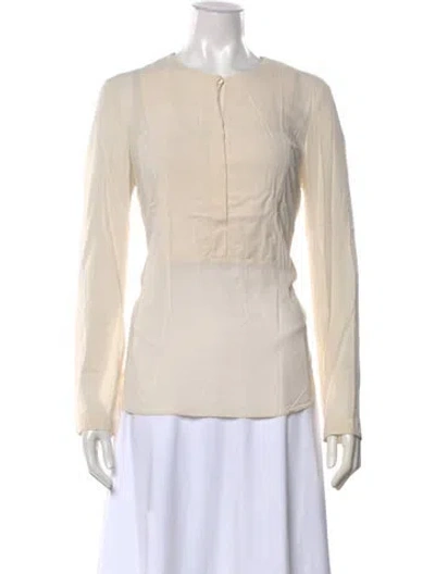 Pre-owned Brunello Cucinelli Silk Crew Neck Blouse In Neutrals